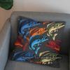 2D lebendiges Fischmuster Dekorative Kissenhülle Muster Kissenbezug Geeignet für Sofa Schlafzimmer Auto Kissenbezug