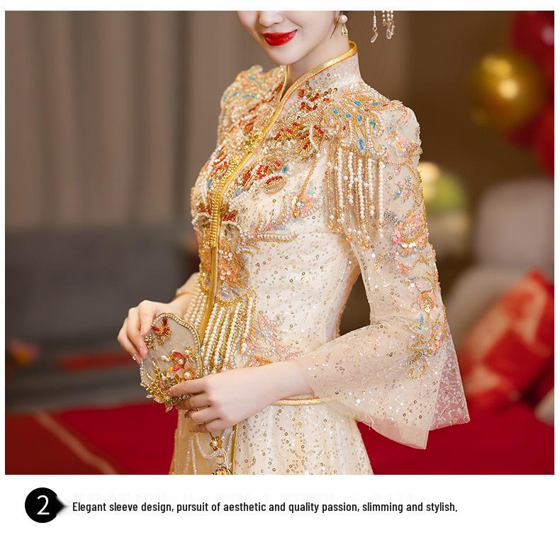 2025 Summer Xiuhe Wedding Dress: Elegant Chinese Dragon & Phoenix Gown