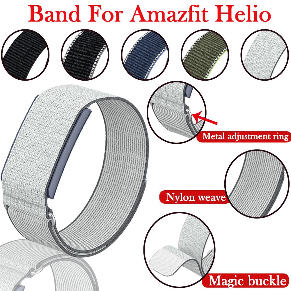 Kompatibel mit Amazfit Helio Handgelenk-/Armband Verstellbare Schlaufe Nylongeflecht Atmungsaktives Sportarmband Zubehör für Amazfit Helio