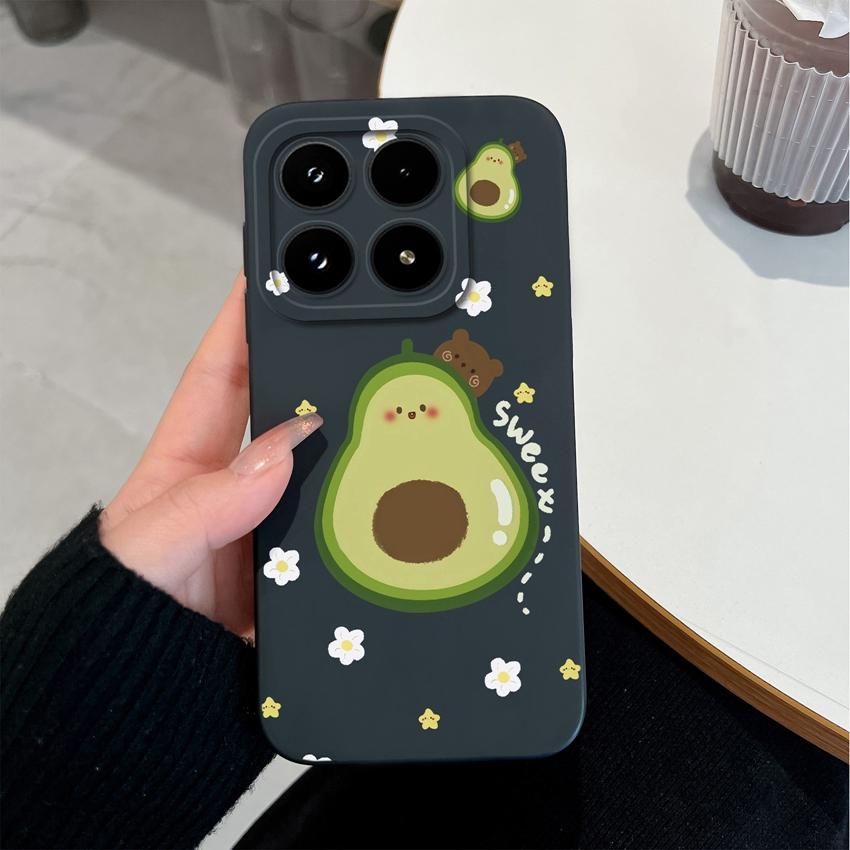 For Xiaomi 17 14 14T 15 15T Pro Poco C71 C75 M7 M8 F7 F8 Phone Case Cute Flower Avocado Pattern Shockproof Silicone Back Cover Shell For Xiaomi Casing