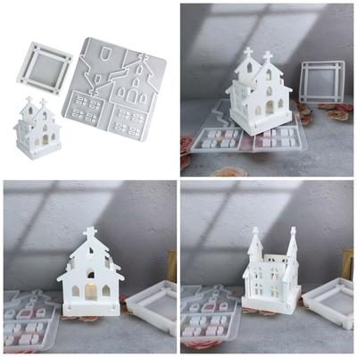 2 Stück Silikonform Set Bastelformen Kirchenform Tischdekorative Formen Geeignet für Resin- und Gipsguss