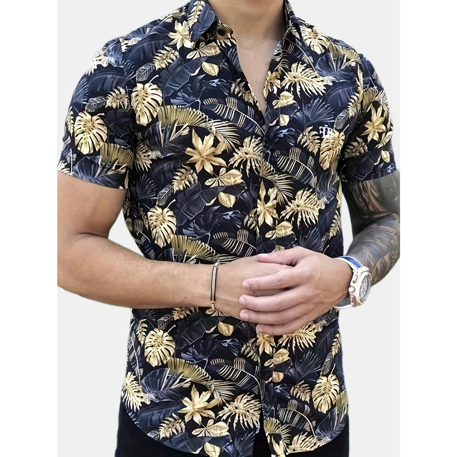 

Мужская рубашка с короткими рукавами и тропическим цветочным принтом, летний стиль для отдыха 5XL