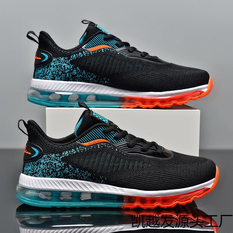 2025 Summer Sports and Leisure Shoes, Men's Shoes, Full Air Cushion Running Shoes, Fly-woven Ultra-light Shock Absorption and Colorful Air Cushion