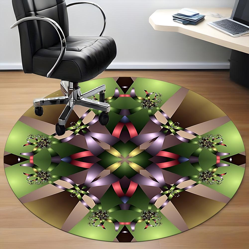 1pc Kaleidoscope PatternsChair Carpet for Office, Indoor Non-Slip Washable Polyester Fiber Carpet, Mat For Office, Machine Washable