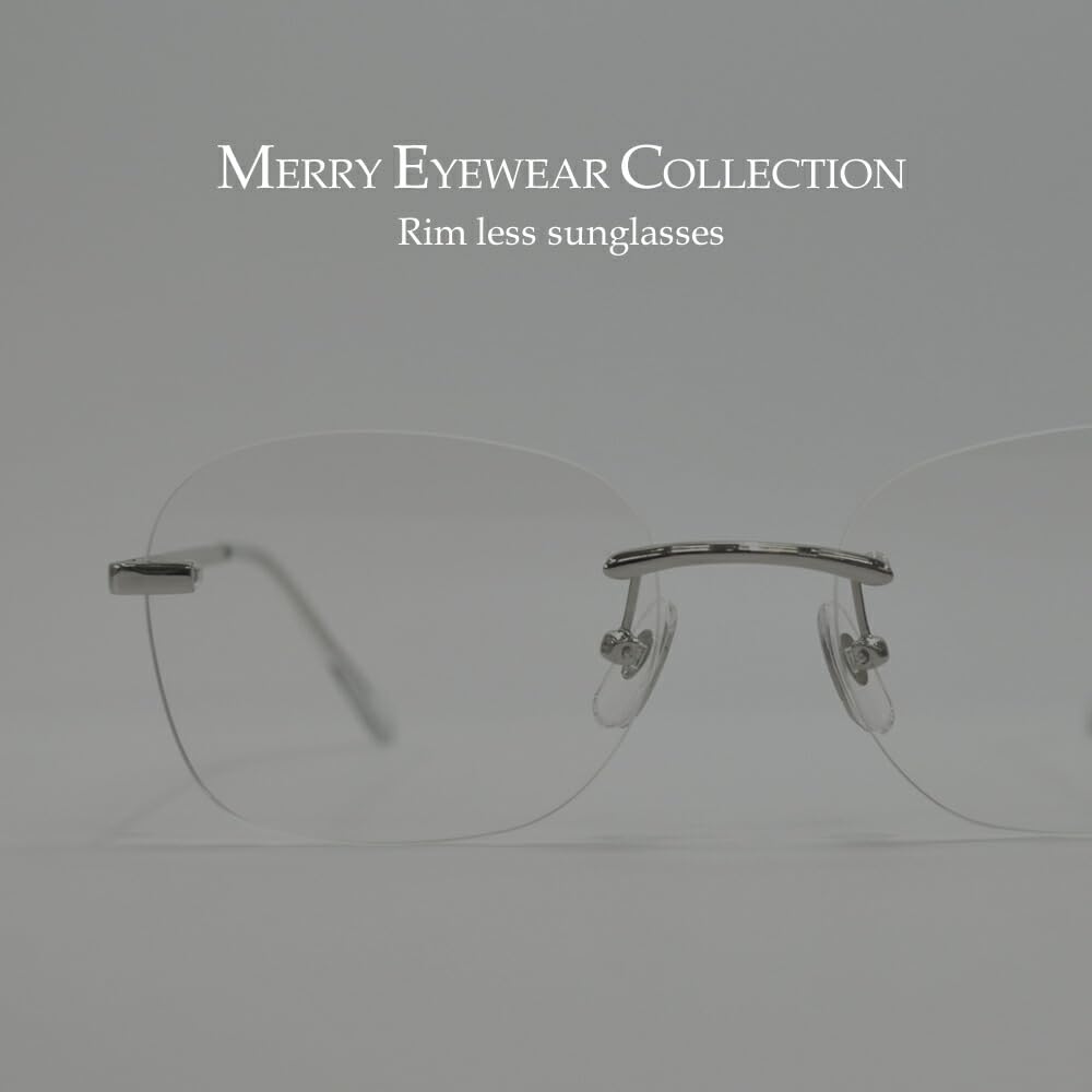 [MERRY PLEASURE] Sunglasses for Men and Women, UV Protection, Rimless, SquareOval Shape, Clear Lenses