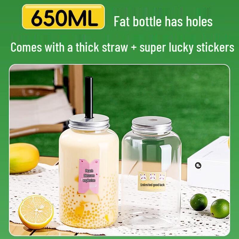 Xingdu Disposable Boba Tea Cups with Lid & Straw