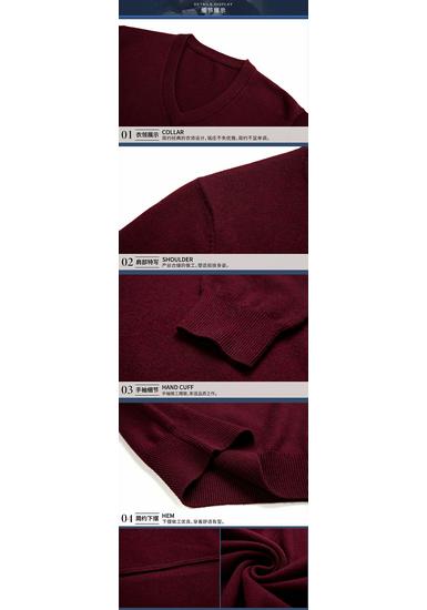 Men's V-Neck Winter Knit Sweater - Middle-Aged Thick & Warm Pullover