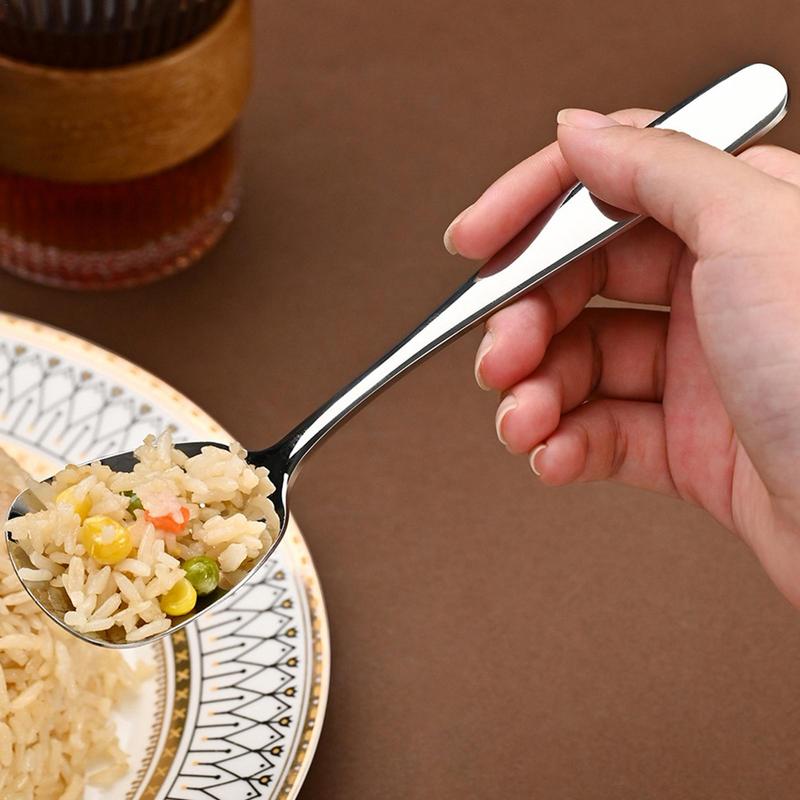 Metal Square Measuring Spoons Stainless Comfortable Handle Sugar Spoon Dry Or Liquid Food Eating Spoon For Dessert Ice Cream