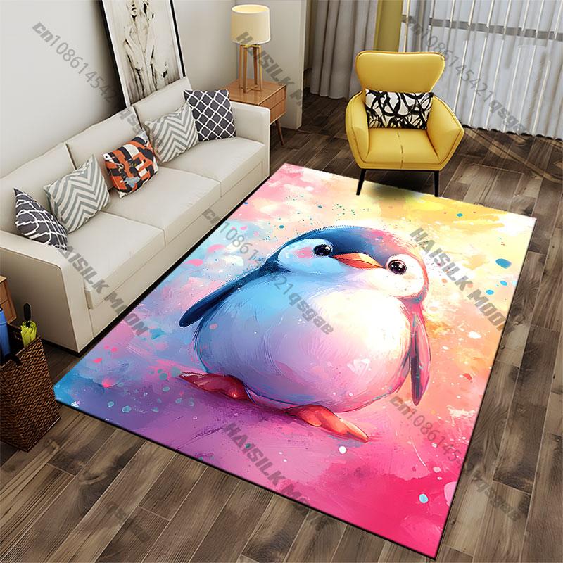 Süßer Pinguin lebendige bunte Kunstwerk Teppich Yoga Wohnzimmer Raumdekoration Kinder Krabbelmatte Fußmatte Bereichsteppich