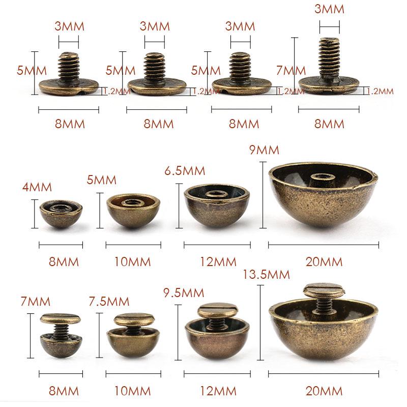 Mushroom Head Decorative Screws and Rivets for DIY Leather Goods and Bags