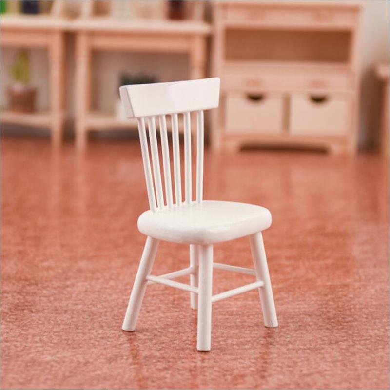 Simulation Mini Wood Chair Furniture Model Toys For Doll House Decoration 1/12