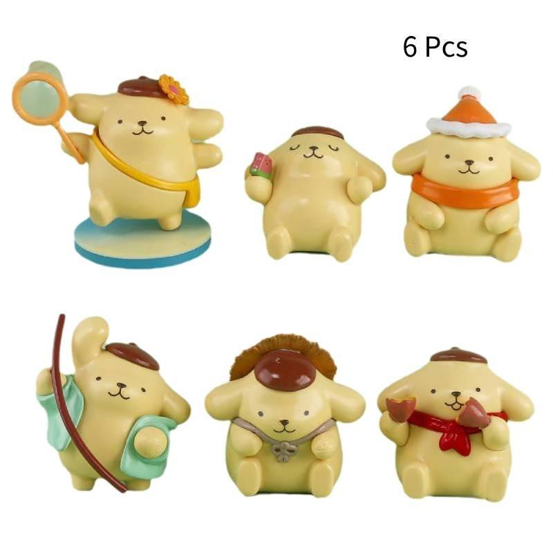 Charming Yellow Pudding Dog Pvc Figurine Set Perfect For Desk Decoration