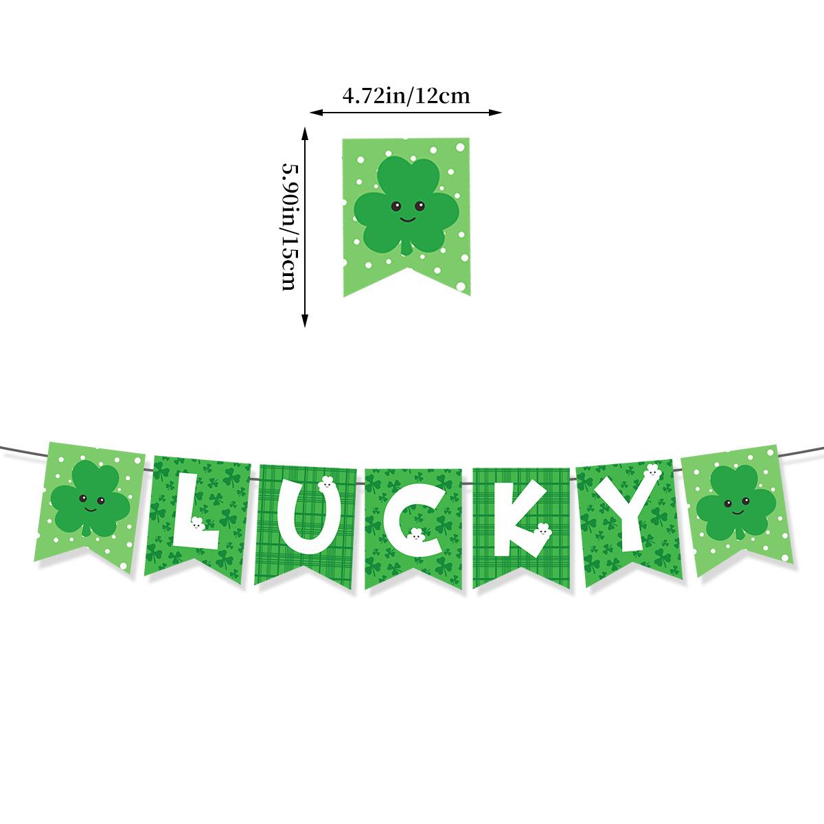 26 Irish Day Party Decoration St. Patrick S Day Shamrock Flag Latte Spiral Set Irish Festival LUCKY pulling flag [Type B]