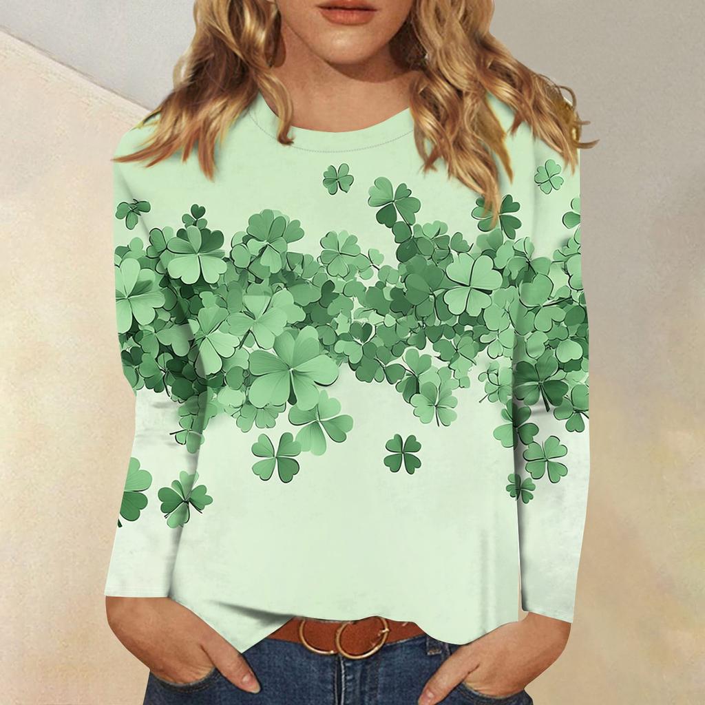 Košile s dlouhým rukávem pro ženy Roztomilý potisk Grafika Trička Halenky Neformální Velká velikost Základní topy Pulovr Vánoce