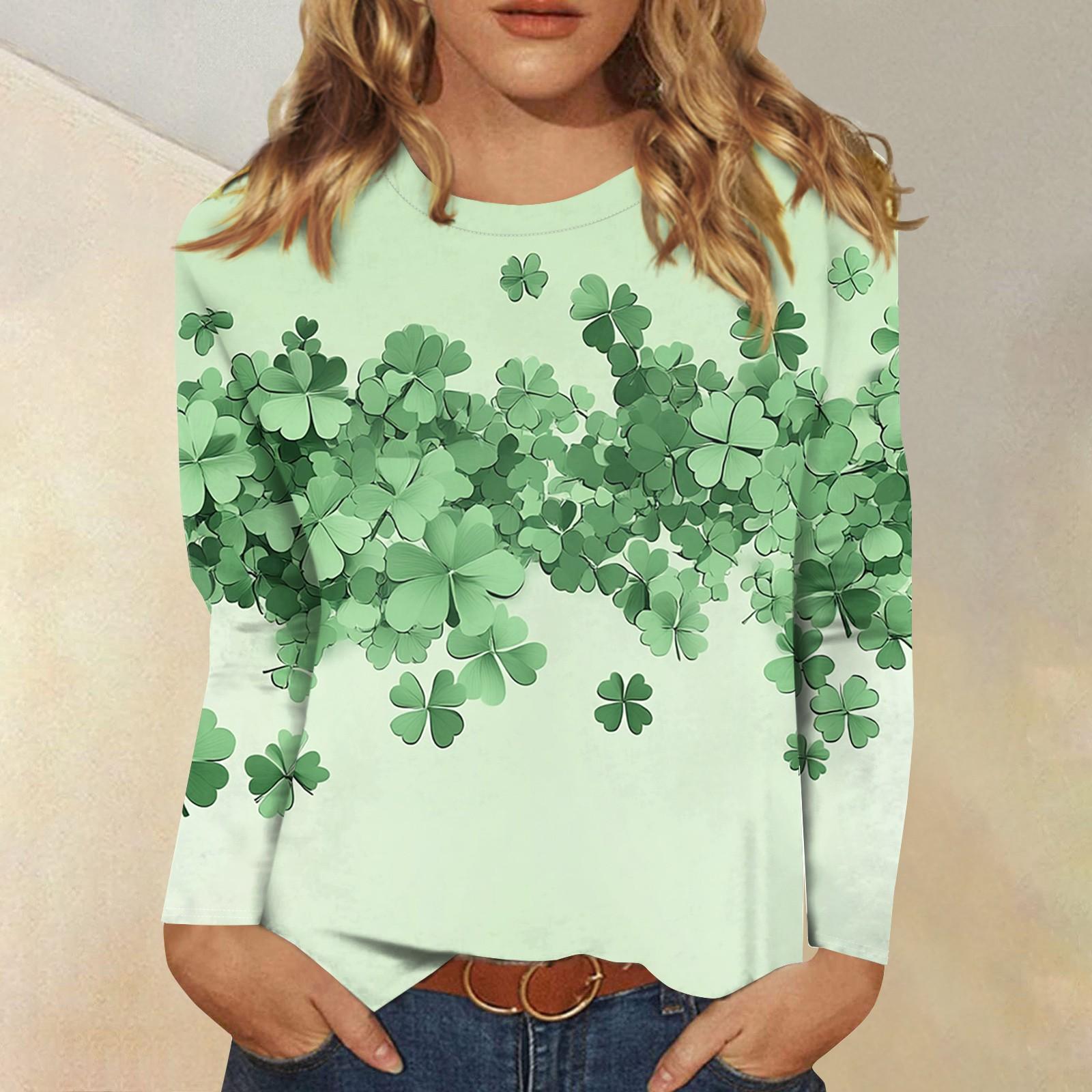 

Рубашки с длинным рукавом для женщин Милые принты Футболки Блузки Повседневные Большие размеры Базовые топы Пуловеры Рождественские XXL