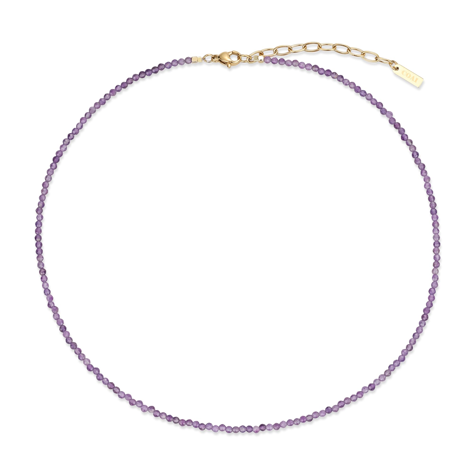 

[KOAI] 2mm Amethyst Necklace for Women - February Birthstone, Lucky Charm, Power Stone