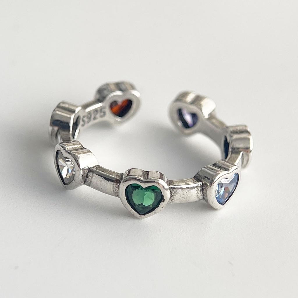 925 Silver Rings for Women Couple Minimalist Handmade Blue Pink Stone Shinning Ring Fine Jewelry Gift Prevent Allergy