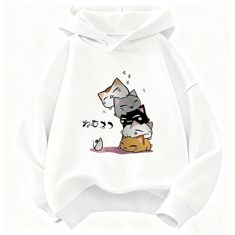 Y2K Funny Cat Graphic Kids Cat Children's Sweatshirt Casual Hoodies for Boys Girls Clothes