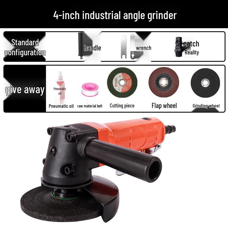 4" Pneumatic Angle Grinder, 5" Industrial-Grade Multipurpose Air-Powered Polisher & Cutter.