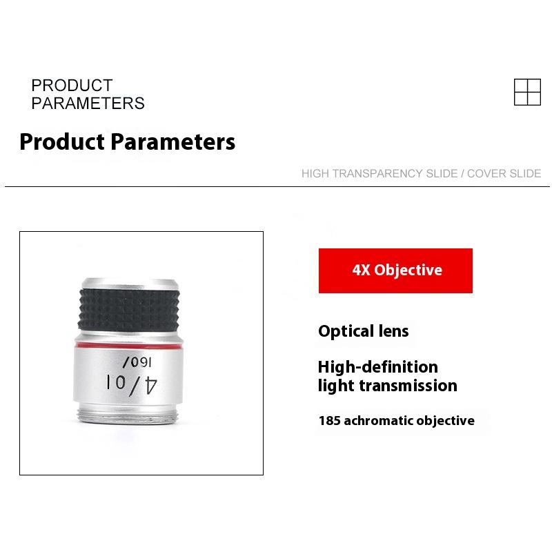 

Microscope Optical Lens Universal Metal Accessory 185 Achromatic Objective Lens 4X10X40X100X Magnification Objective Lens Oil