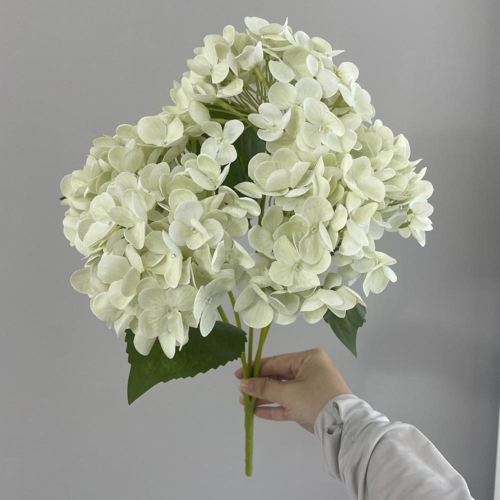 4 Heads Artificial Hydrangea Flower Realistic Faux Flowers Hydrangea Flowers Branch Outdoor Party