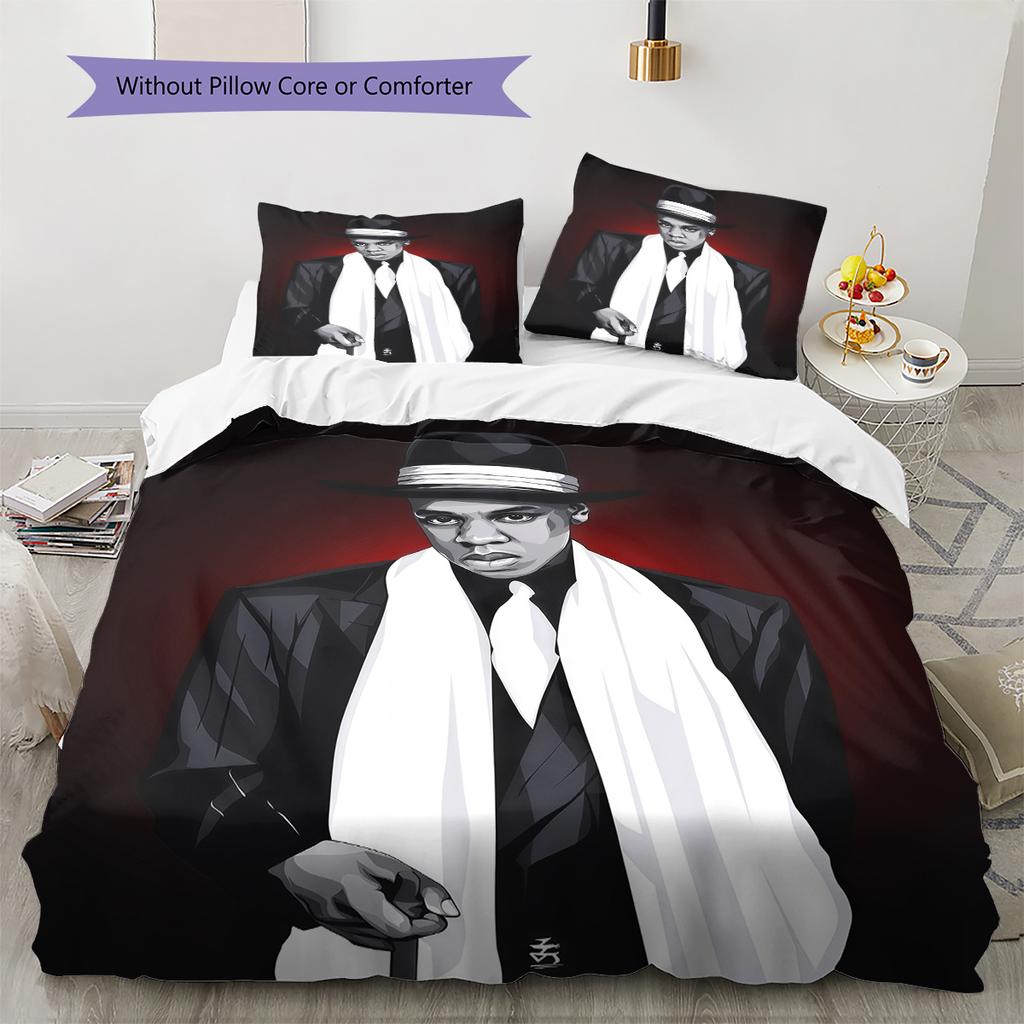 American rapper Pattern Bedding Quilt Set Quilt Cover Pillowcase Home Decoration Birthday Gift (1 * duvet cover + 2 * pillowcase, without core)