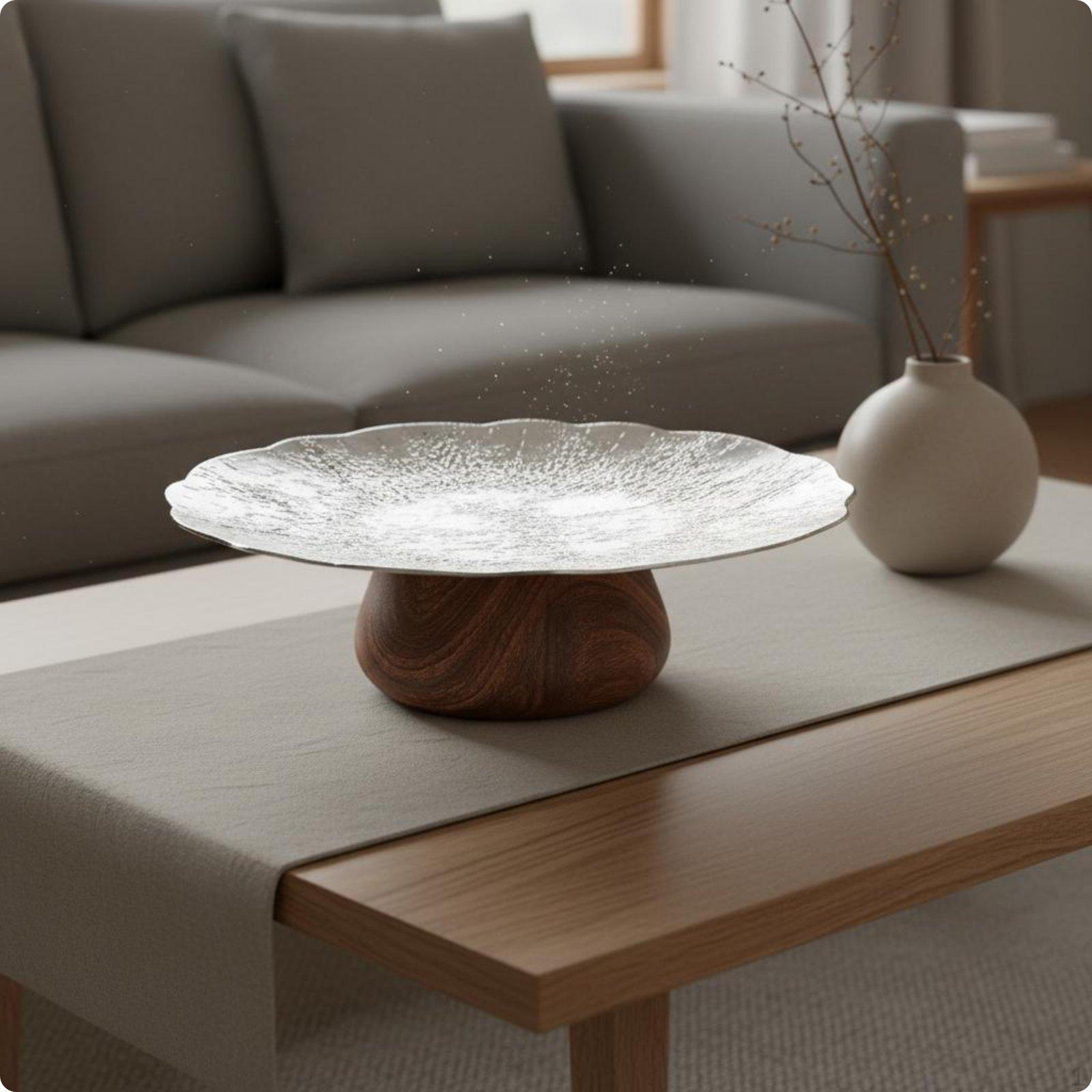 Decorative Snack Tray Luxury Pedestal Fruit Plate Presentable Glass Bowl for Coffee Table,