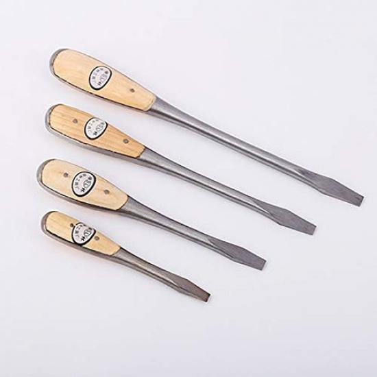 Screwdriver 6/8/10/12 Slotted Screwdriver Knockable Flat-blade Screwdrivers High Carbon Steel Screw Driver with Wooden Handle 1pcs - (Size: 10 Inch)