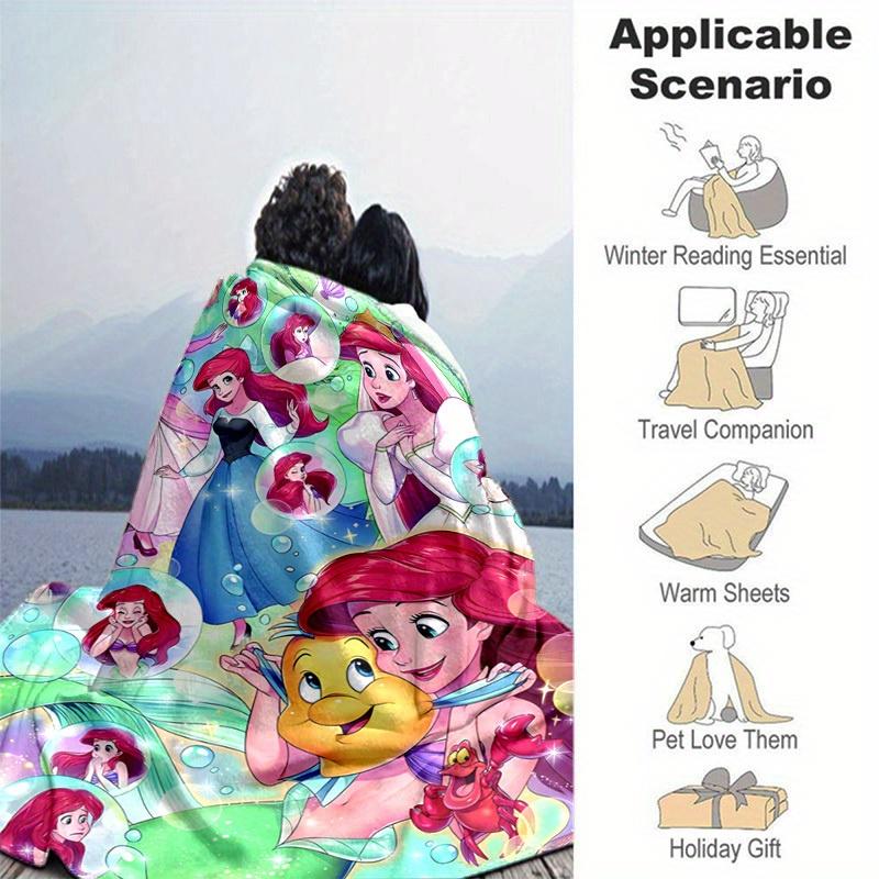 The Little Mermaid Cartoon Blanket, Short Plush Cute Warm Blanket, Living Room Home Decoration Sofa Four Seasons Travel