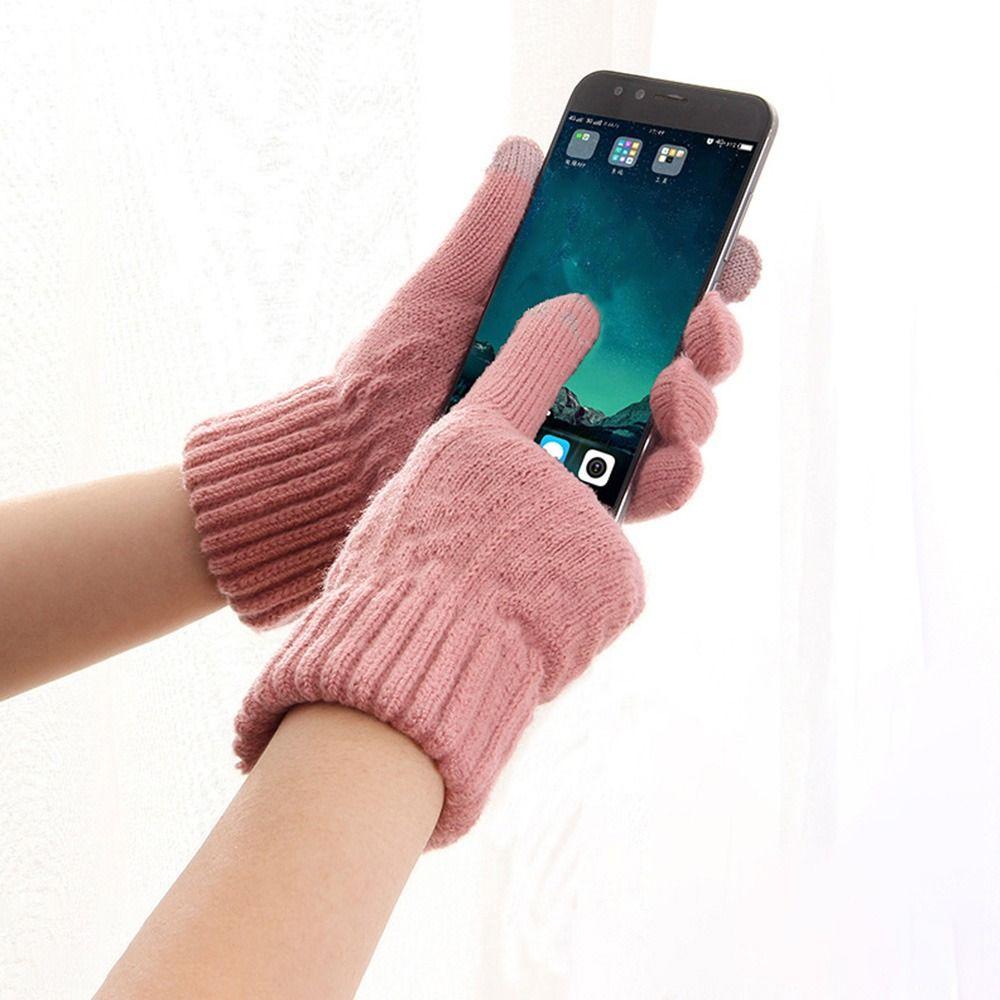 Thick Warm Women's Knitted Gloves Plush Cold-proof Gloves Men Women Mittens Outdoor Activities