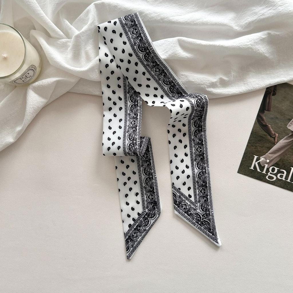 Elegant and versatile cashew print scarf, slim and long, versatile neck and scarf, multifunctional hair tie tie