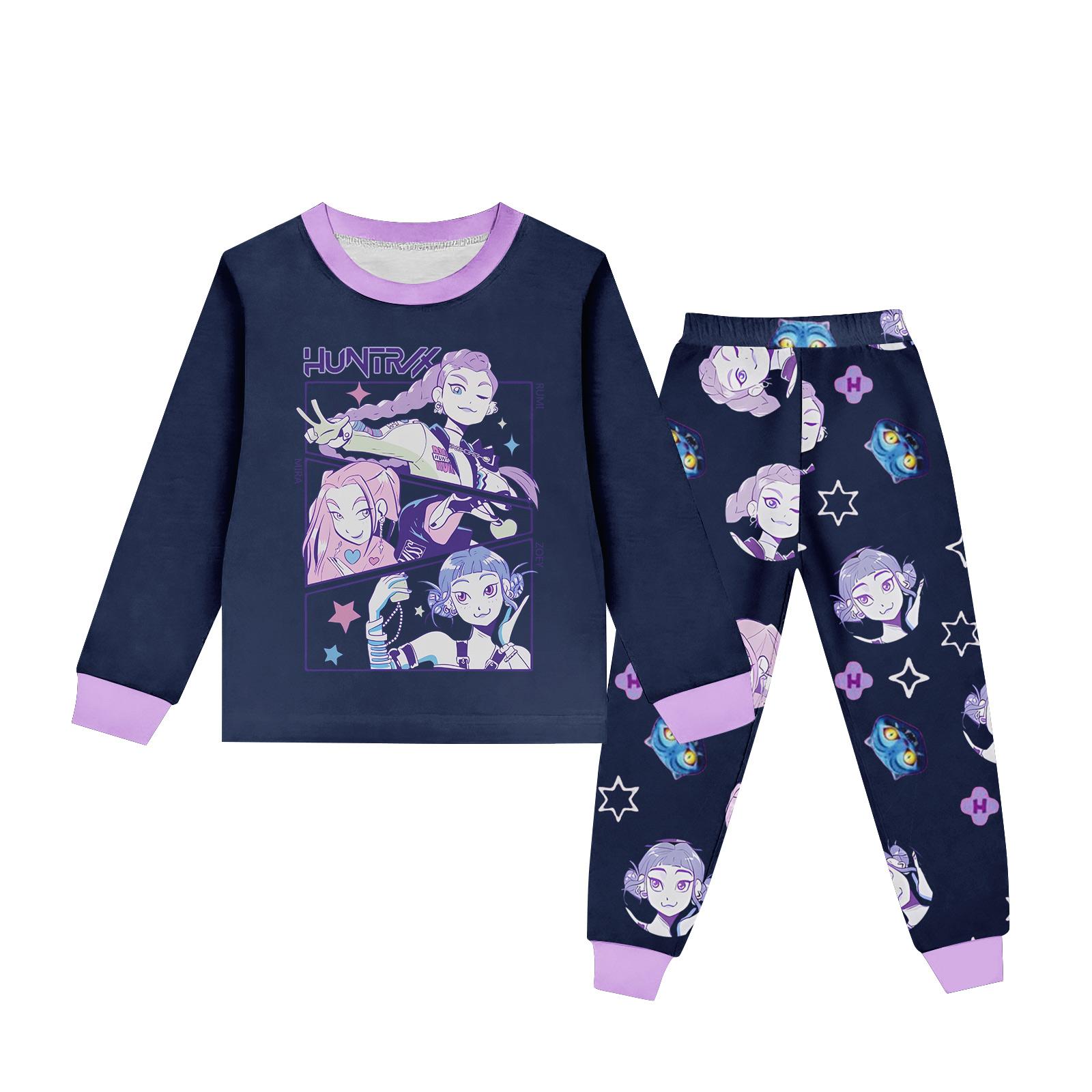 

Детский костюм с круглым вырезом, длинными рукавами и мультяшным принтом 4 темно-фиолетового