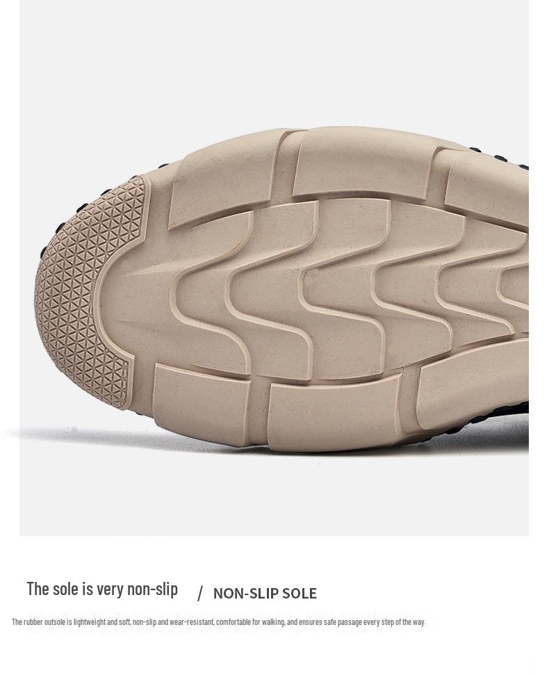Spring 2022 Men's Casual Leather Moccasins - Fashionable, Sock-Style, Large Size, Handmade Shoes