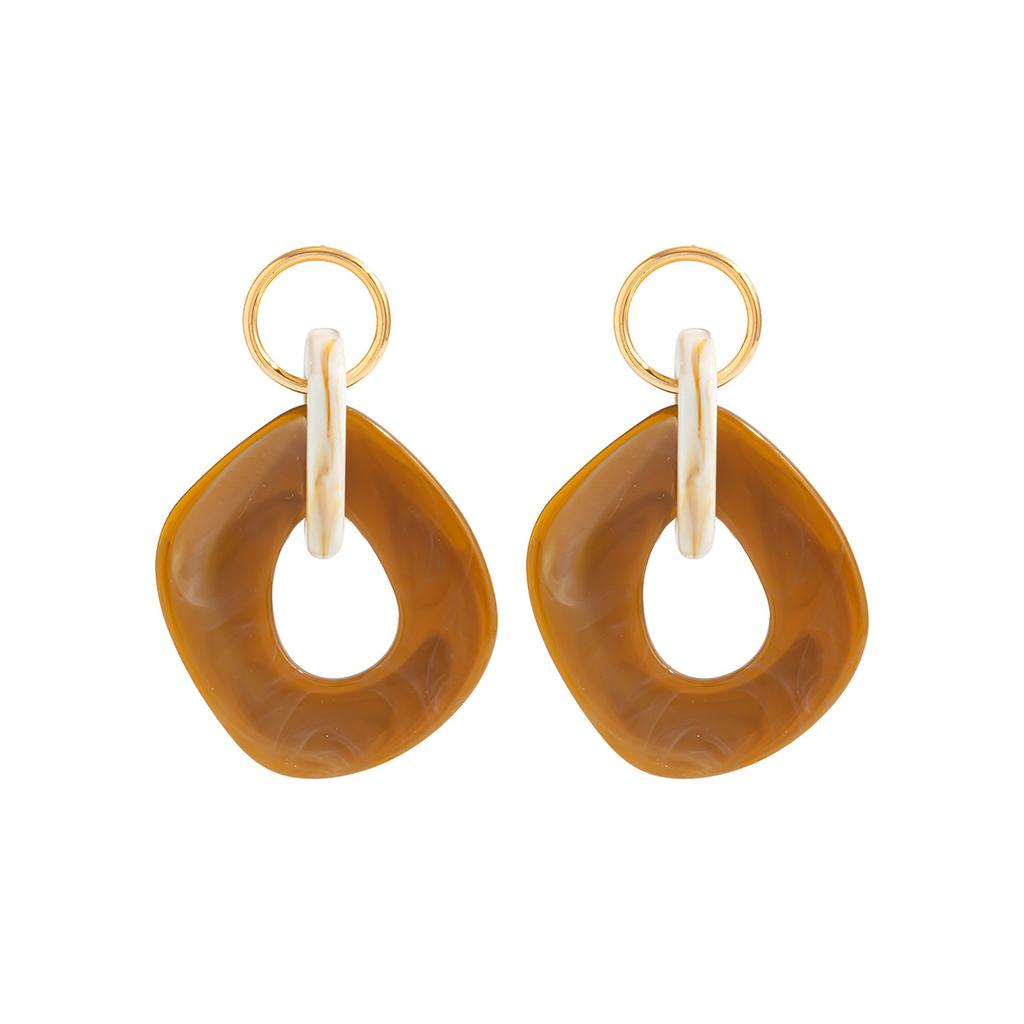 Cross-border Stone Light Luxury High-end Geometric Resin Earrings Ins Personality Hollow O-shaped Earrings