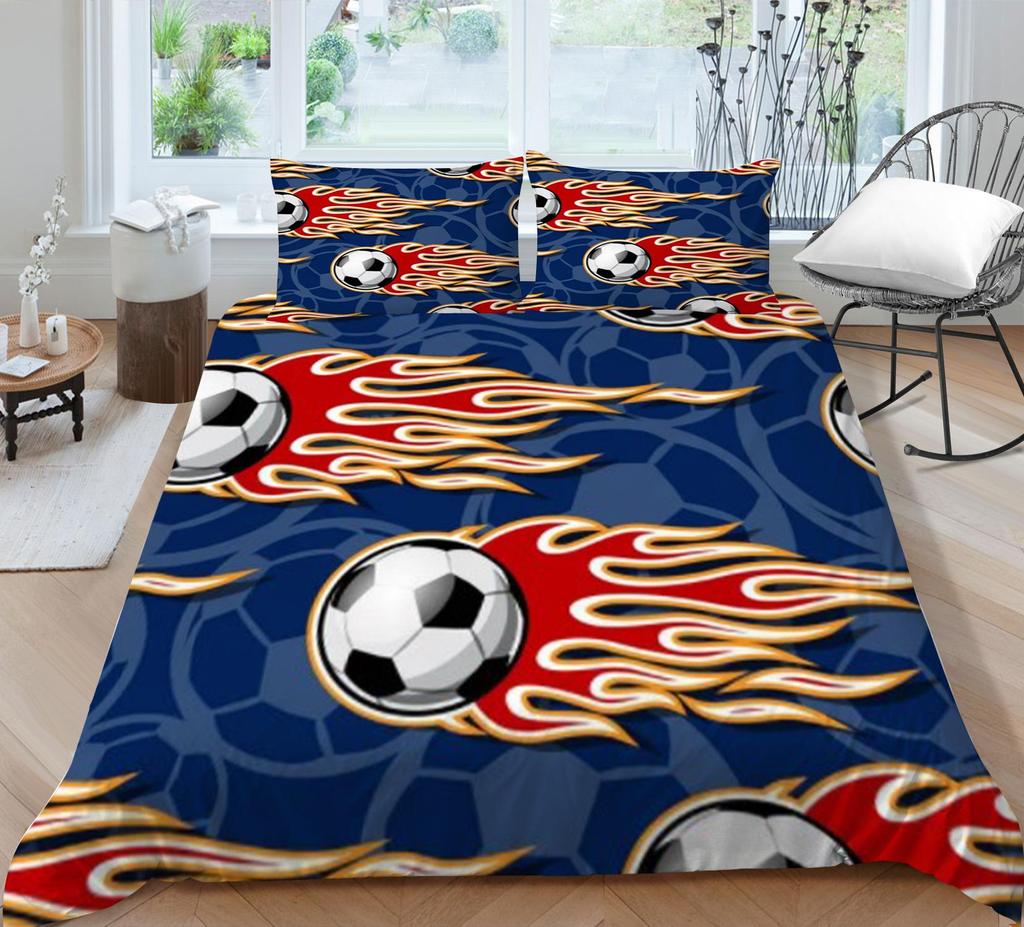 Bedding Set Bedspread Bed Cover Quilt Covers Football Printing Home Bedclothes Luxury Soft Pillowcase Breathable