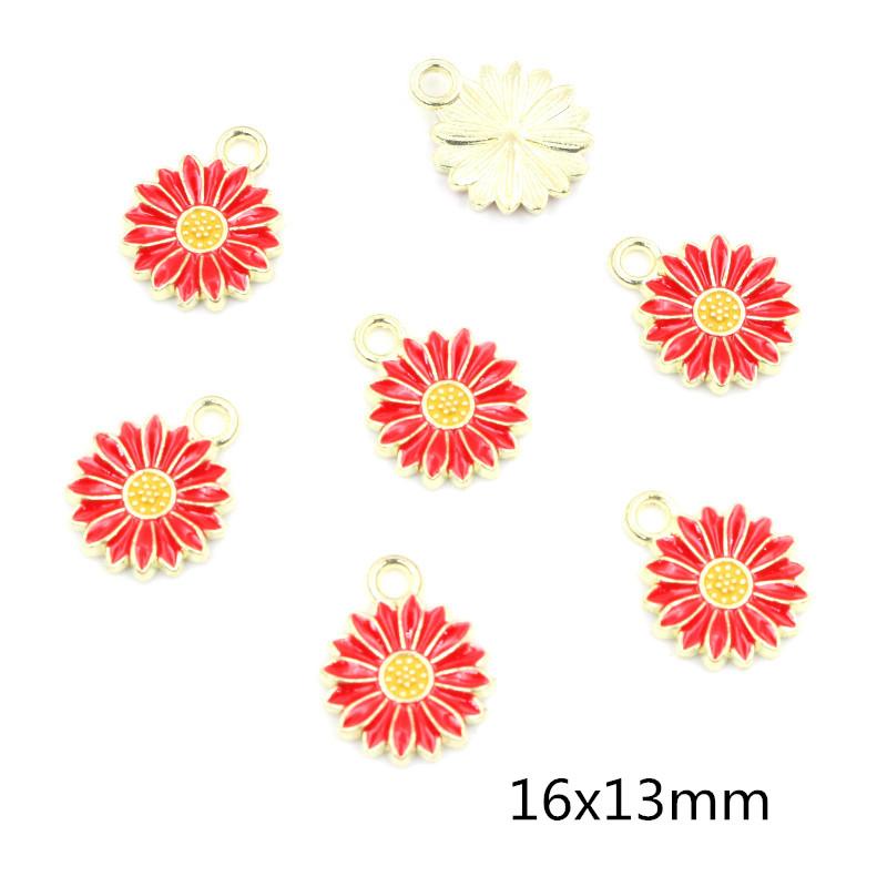 20pcs Enamel Flower Charms Pendant Alloy Metal DIY Jewelry Making Accessories Findings for Earrings Necklace Bracelet