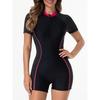 2026 Zipper Slim One Piece Swimsuit Women Padded Short Sleeve Swimwear Female Bather Bathing Swimming Swim Surf Suit Beachwear