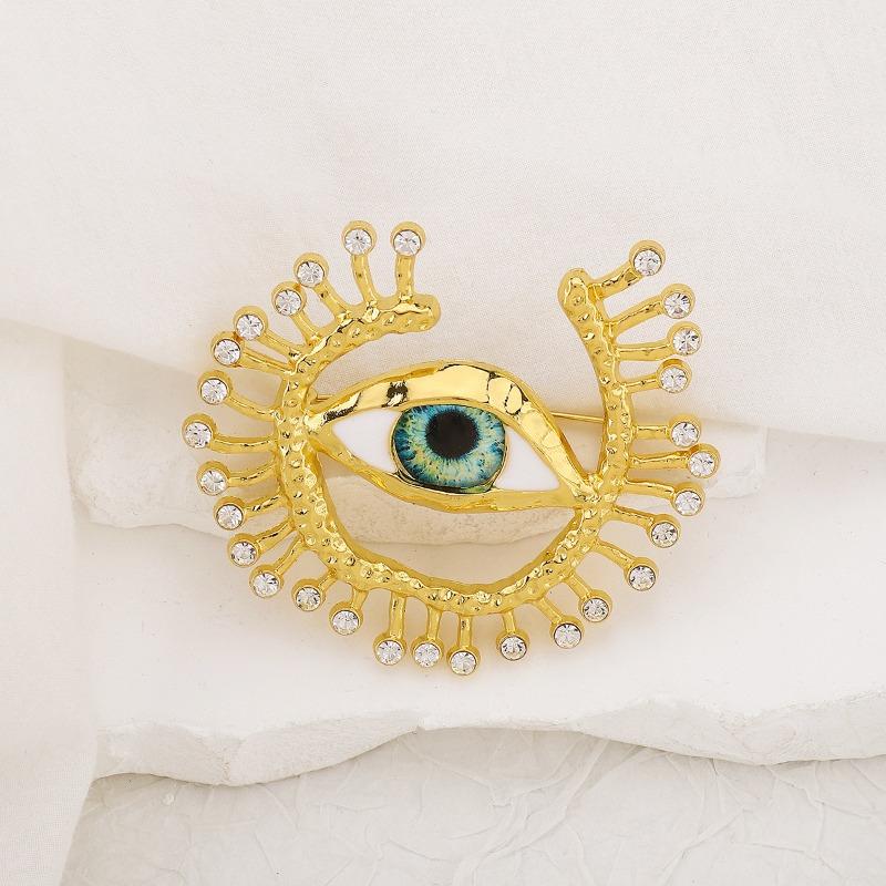 Peculiar Personality Design Blue Eye Brooch, High-end Luxury Diamond-encrusted Clothing Accessories Pin