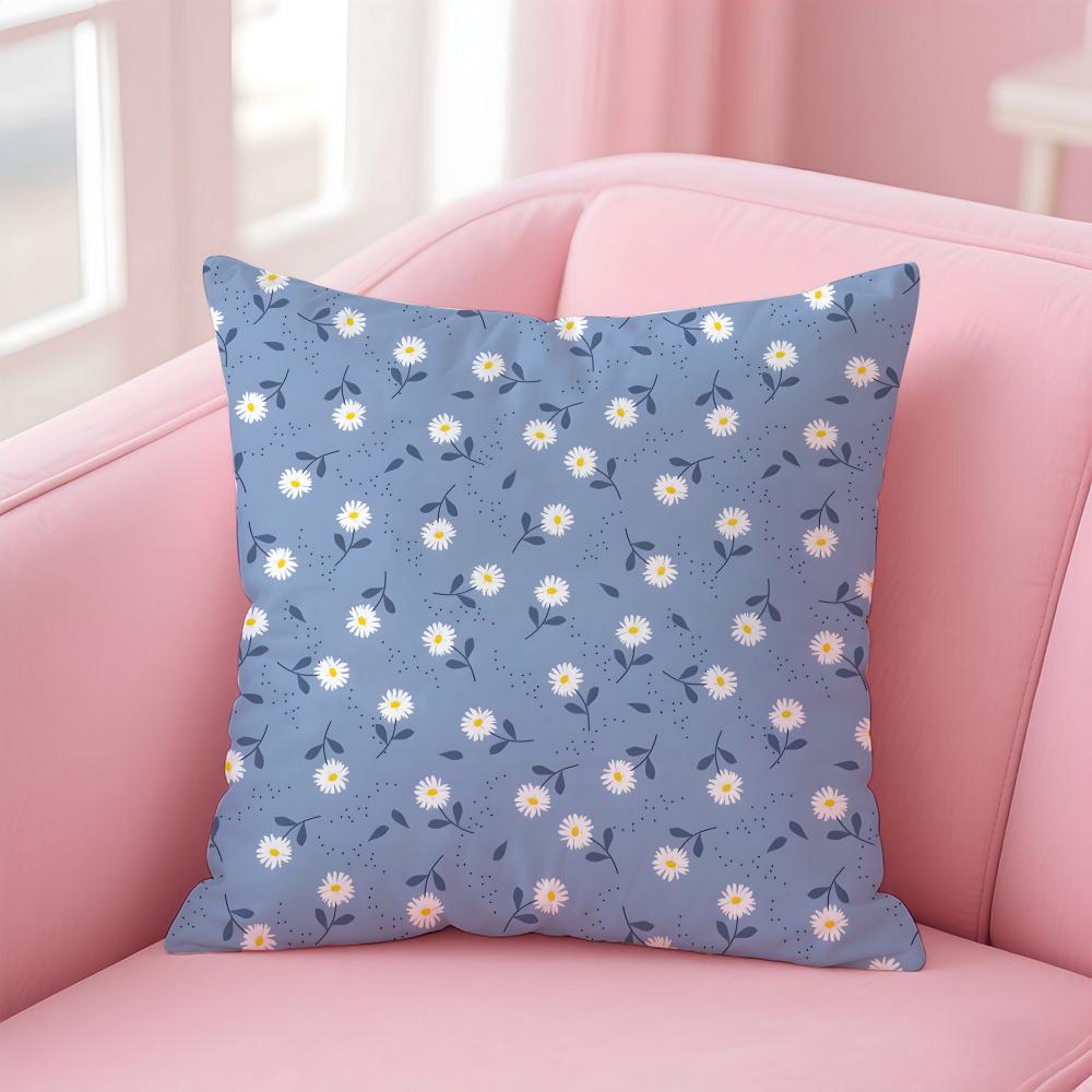 Ssmall Daisy Cushion Cover Pillowcase Short Plush Invisible Zipper Room Sofa Cushion Cover