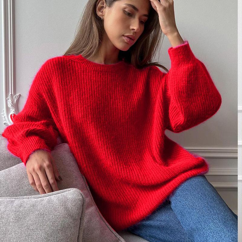 Pull Femme Automne et Hiver Imitation Vison Tempérament Ample Super Doux Tricots Femme Cent Assorti