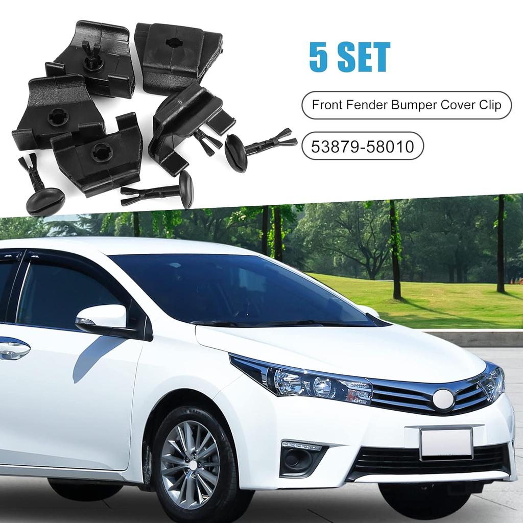 Front Fender Bumper Cover Clip 53879-58010 Rivet for Toyota Corolla 2009-2013 Black 5 Sets