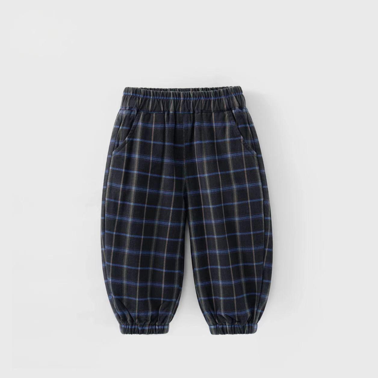 2026 Kids  Retro Plaid Joggers - Spring/Fall, Loose Fit for Older Children 90cm