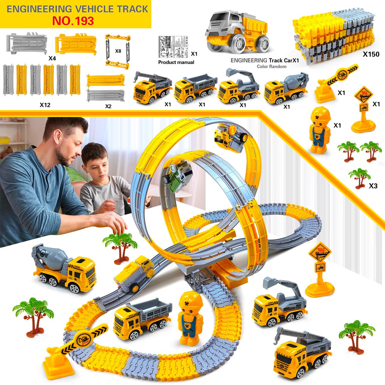 Space Track Spielzeug Magisches Kletterndes Elektrisches Ingenieurwesen Rennwagen Spielzeug Biegsame Flexible Rennstrecke Autos Zug Spielzeug Für Kinder Geschenk yellow