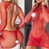 Hot Sexy Heart Fishnet Dress Woman Sexy Lingerie Fancy Bodysuit Lace Underwear Erotic Bodystockings Porn Outfits Night Queen Set