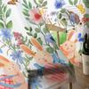 Tende in Tulle con Coniglio ad Acquerello, Fiori e Piante per Soggiorno, Tenda Semitrasparente per Camera da Letto, Cucina, Tende a Pacchetto, Tende in Voile