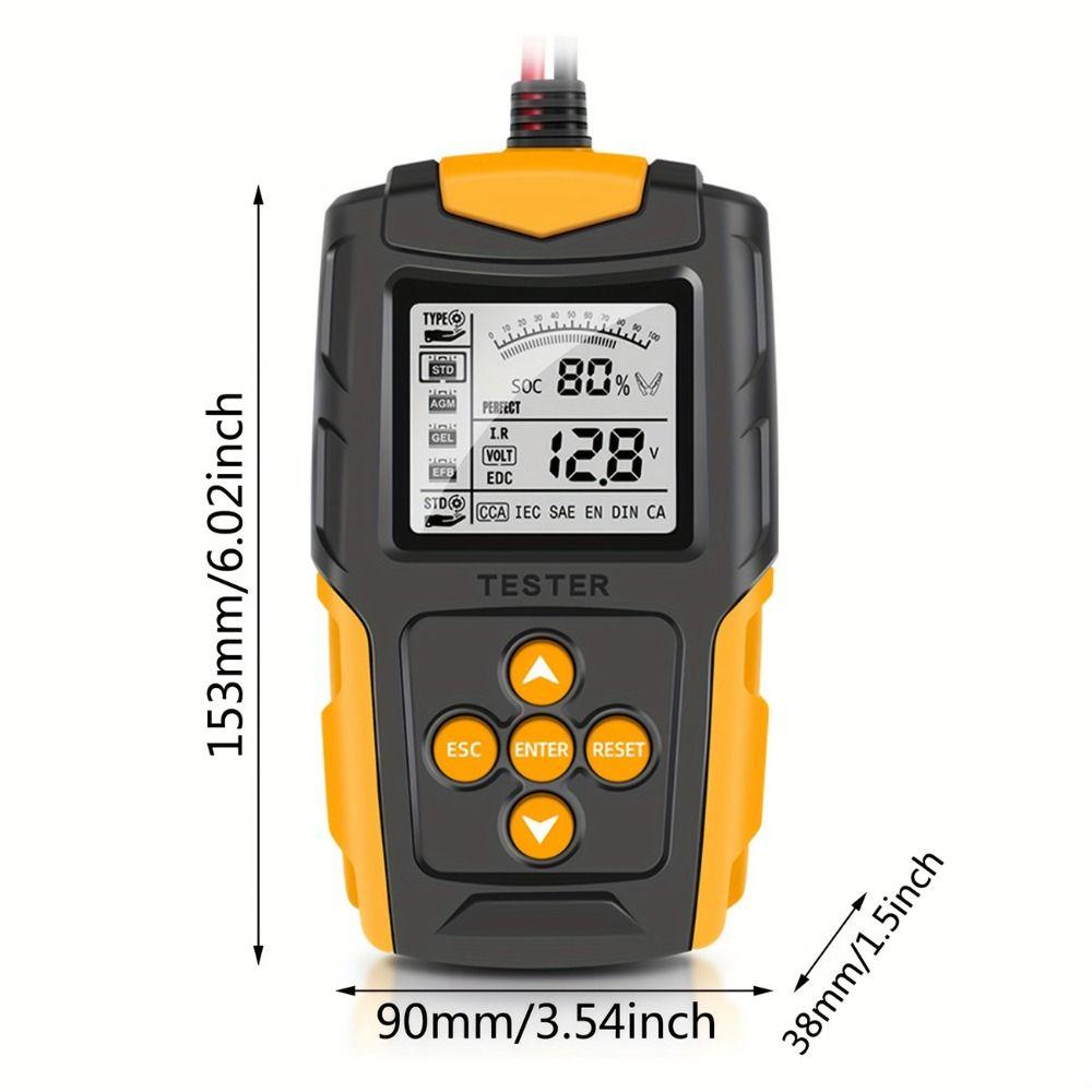 12V/24V Automotive Battery Tester CCA Measurement 100-2000 CCA Battery Analyzer Digital Display Digital Battery Tester