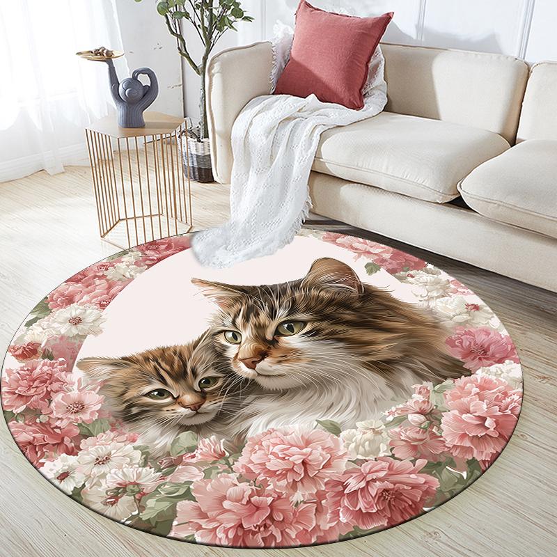 

Animals and Garlands pattern round rug,Carpet Rug for Living Room Bedroom Sofa Playroom Decor,Non-slip Floor Mat,Holiday Gifts and Birthday Gifts 80cmx80cm