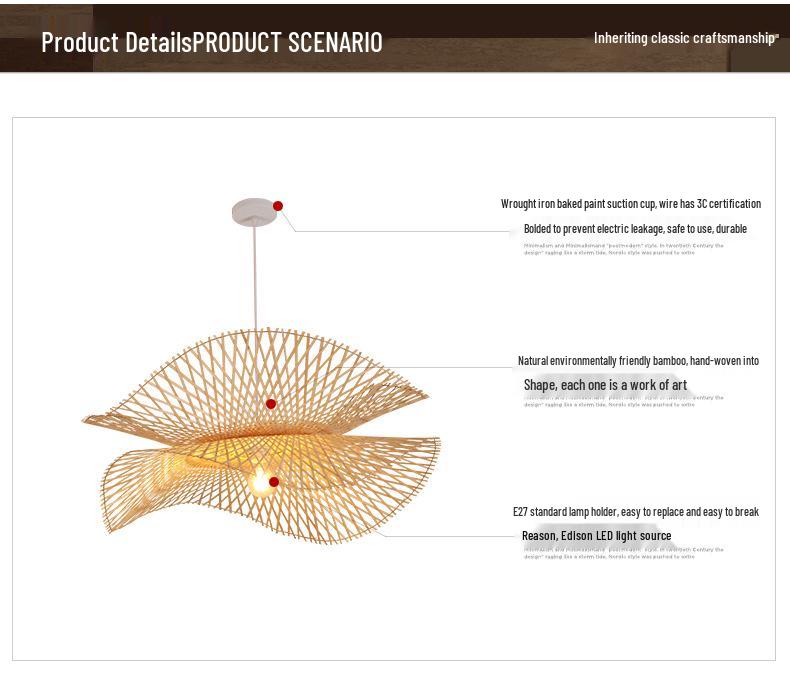 Southeast Asian Bamboo Lantern Pendant Light - Japanese Style Lampshade for Restaurants, Hot Pot Shops, Homestays, Hotels, and Artistic Decor