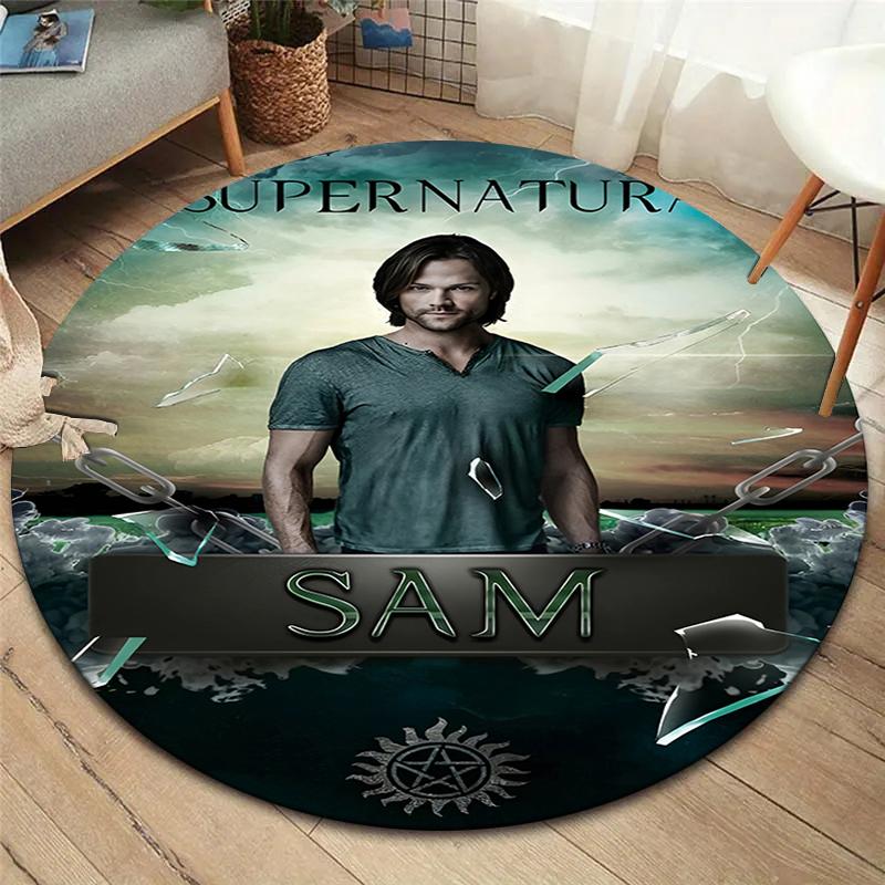 Supernatural Round Area Rug,Carpet Rug for Living Room Bedroom Sofa Playroom Decor,Non-slip Floor Mat