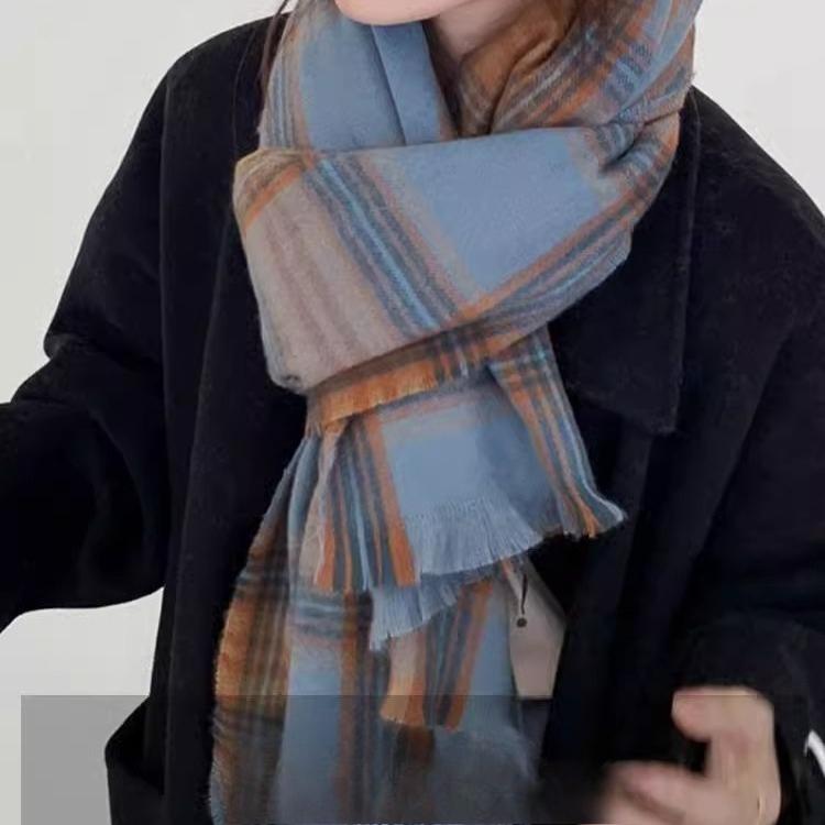 A Checkered Scarf for Women In Winter A Long and Thick Korean Checkered Shawl Suitable for Both Use